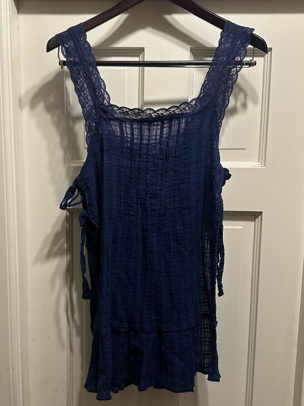 Anthropologie Navy Lace Sleeveless Tunic